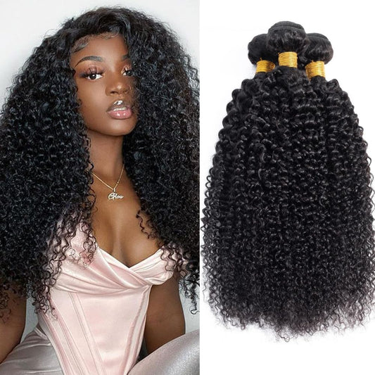 Curly Human Hair Bundles Unprocessed Kinky Hair 3 Bundles Human Hair 8 10 12 Inch Soft Weave Bundles Human Hair Weft Extensions Natural Black
