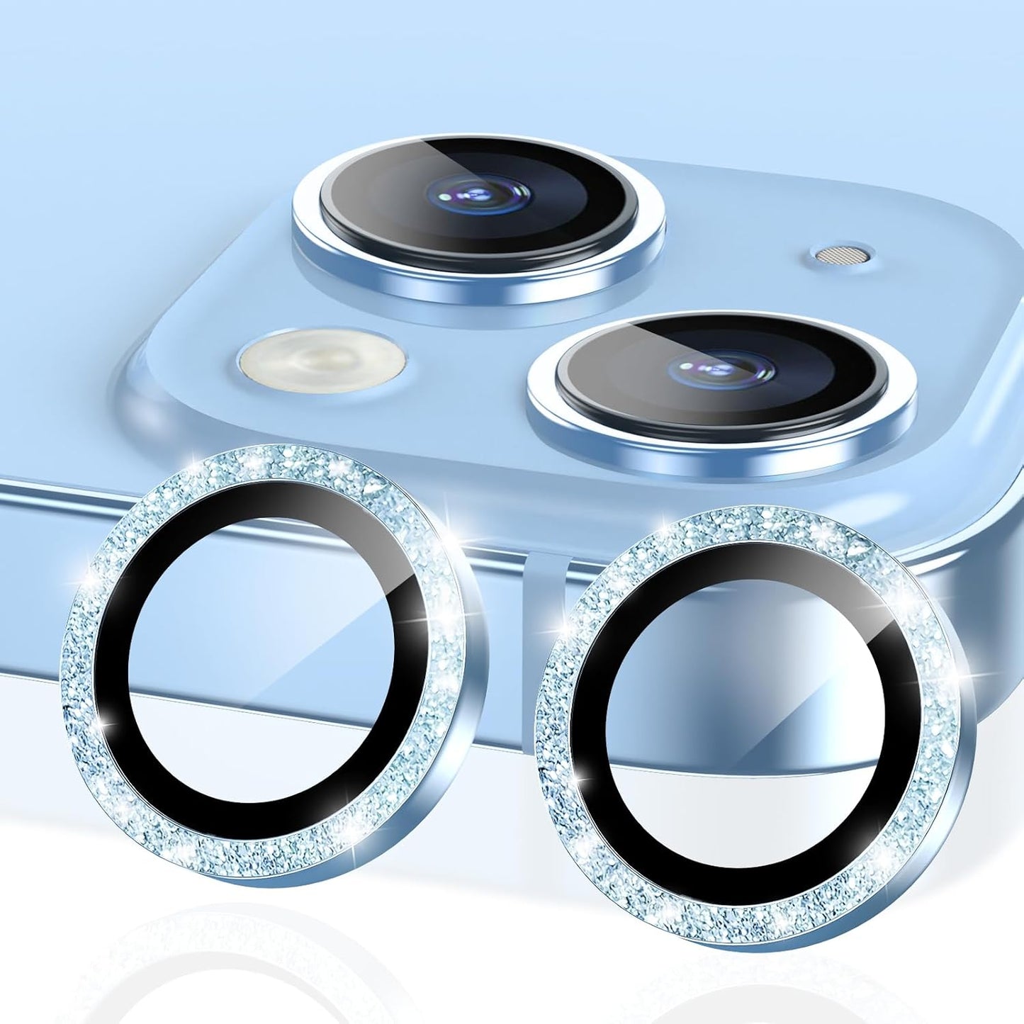 for Iphone 16 Plus/Iphone 16 Camera Lens Protector, Individual anti Scratch Metal Ring Tempered Glass Camera Screen Protector for Iphone 16 Accessories, Case Friendly (Teal)