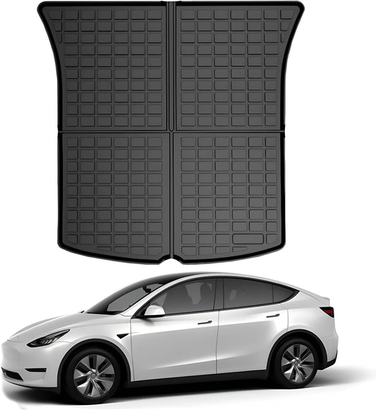 for Tesla Model Y Trunk Mat Cargo Mat 2020-2023 2024, for Tesla Model Y 5-Seater Accessories, All Weather TPE Cargo Trunk Liner, Heavy Duty Non Slip Trunk Protector Custom Fit for Model Y