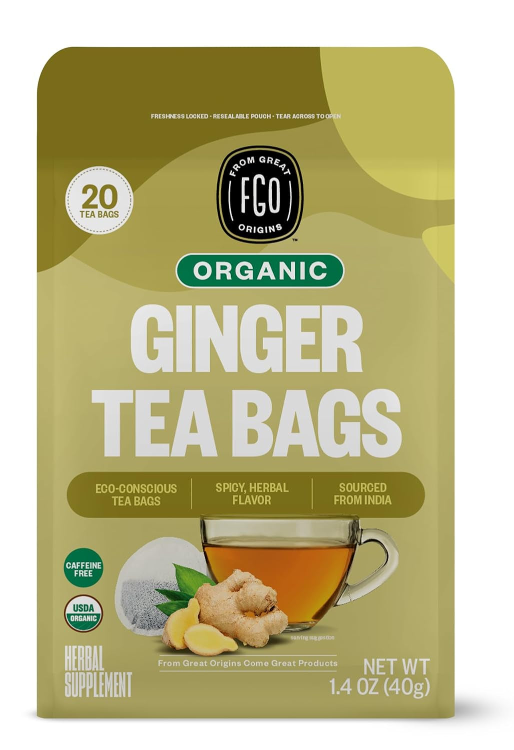 Organic Tulsi Holy Basil Tea, 100 Count, Eco-Conscious Herbal Tea Bags, Resealable Bag, Caffeine Free, Packaging May Vary (Pack of 1) TLBH
