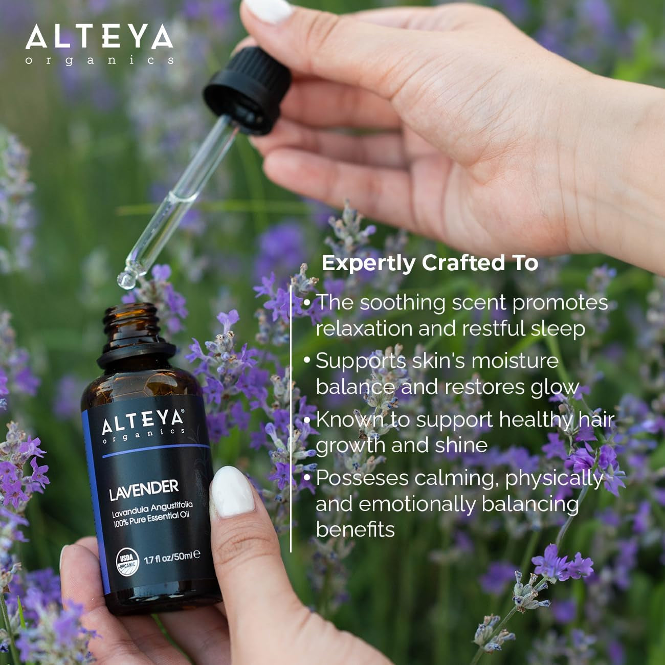 Organics Lavender Oil USDA Certified Organic Essential Oil, 3.4 Fl Oz/100 Ml Steam-Distilled Lavandula Angustifolia Aromatherapy Oil TLBH