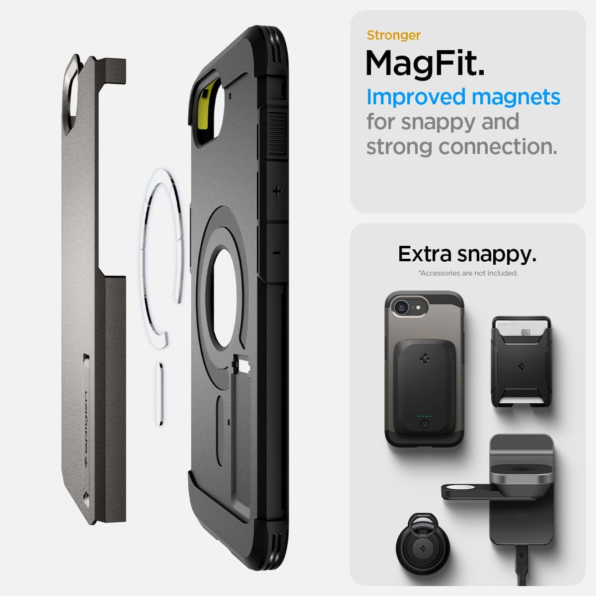 for Iphone 16E Case, Tough Armor (Ai) Magfit [Compatible with Magsafe Accessories] [Kickstand] [Military-Grade Protection] - Gunmetal