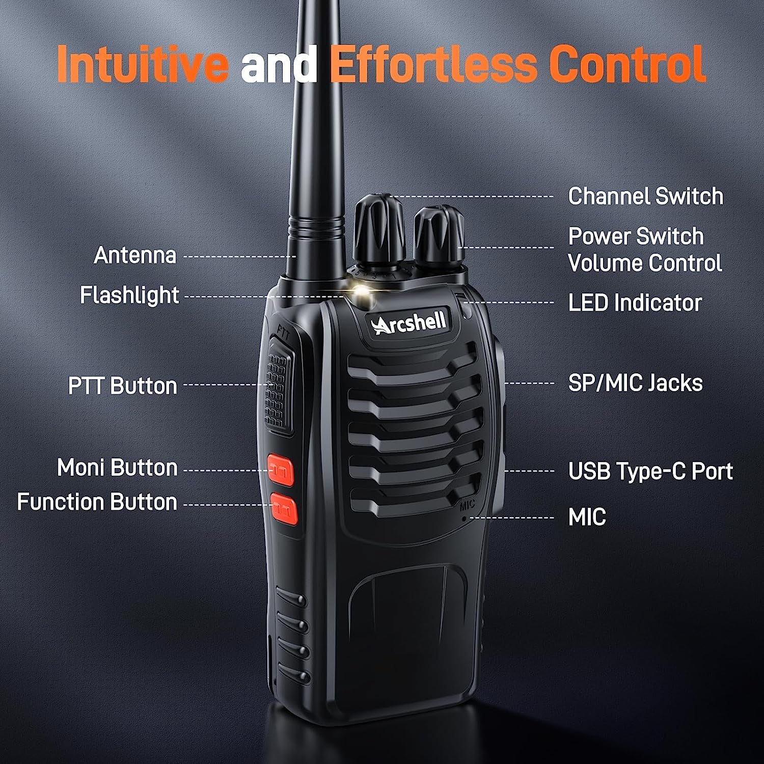 Rechargeable Long Range Two-Way Radios with Earpiece 2 Pack  AR-5 Walkie Talkies Li-Ion Battery and Charger Included TRUCK DRIVER