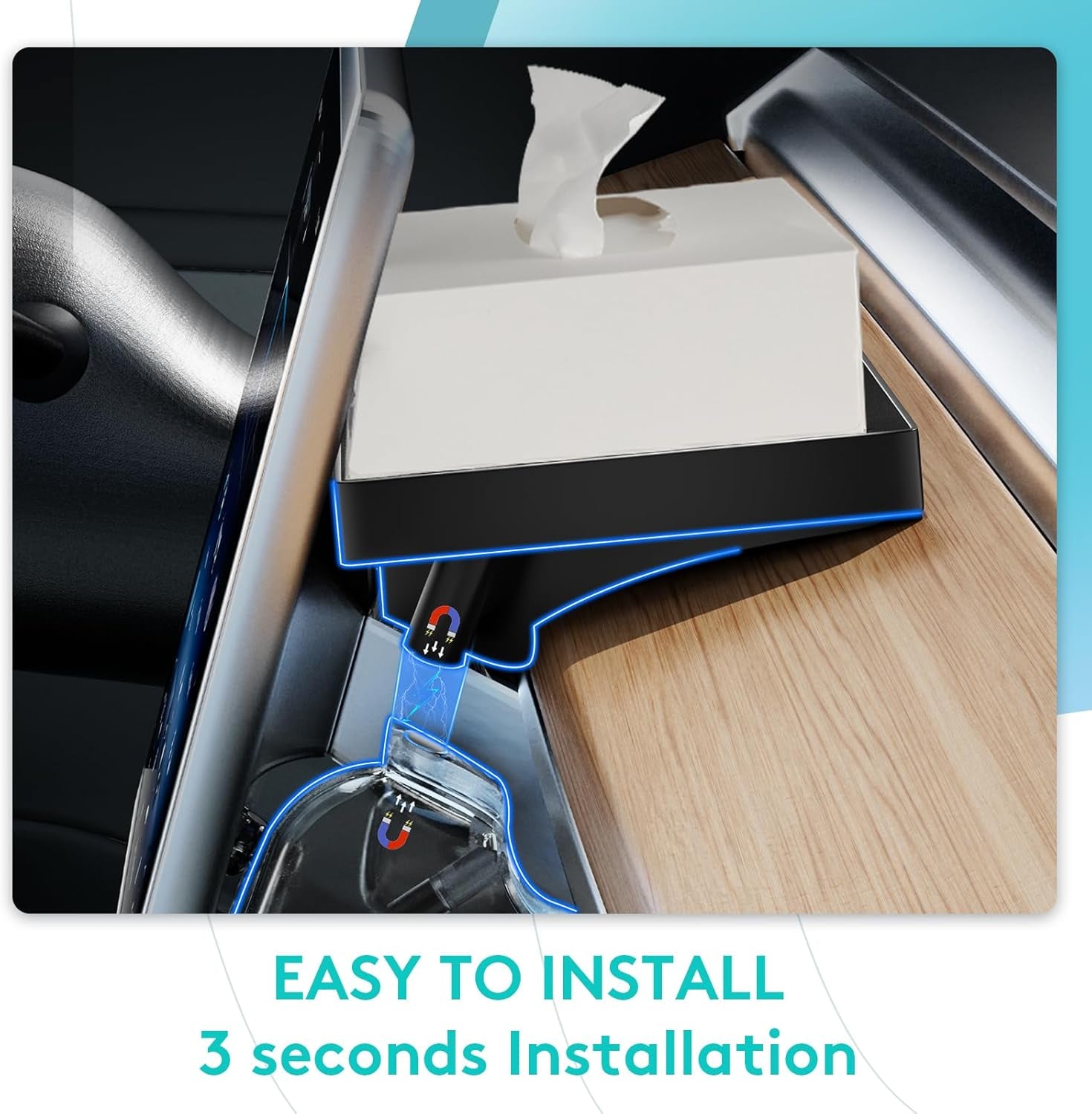 Open and Close Tesla under Screen Storage - Magnetic Storage Box for Tesla Model 3 2023-2021 Model Y Accessories 2024-2020 [Not Fit 2024 Model 3 Highland]