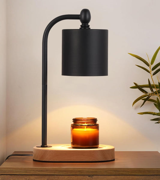 Candle Warmer Lamp with Dimmer and Timer,Black Electric Candle Wax Melt Warmer with 2 Bulbs Home Decor for Women Gifts New Home Jar Candles