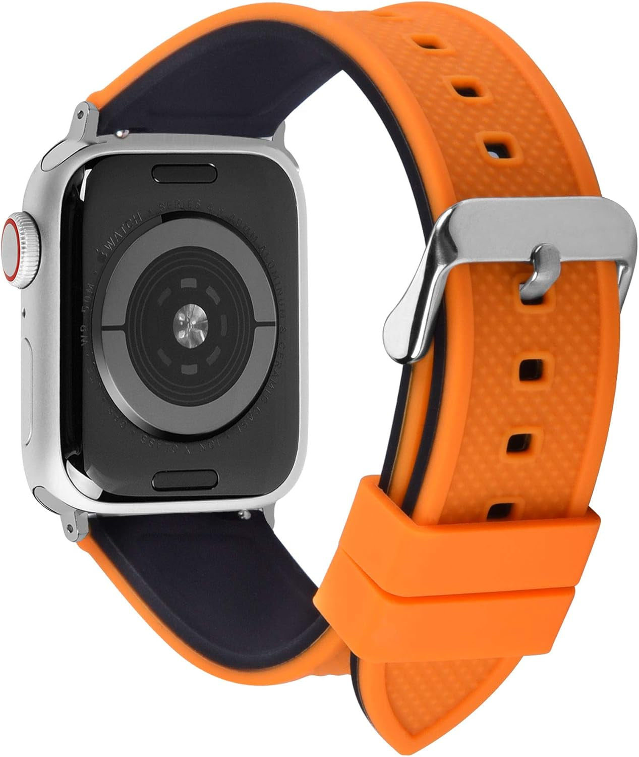 Compatible Sport Bands for Apple Watch Series 10 42Mm, 9/8/7 41Mm, SE2/SE/6/5/4 40Mm, 3/2/1 38Mm,Silicone Rubber Iwatch Band for Women Men, Pumpkin Orange Top/Black Bottom