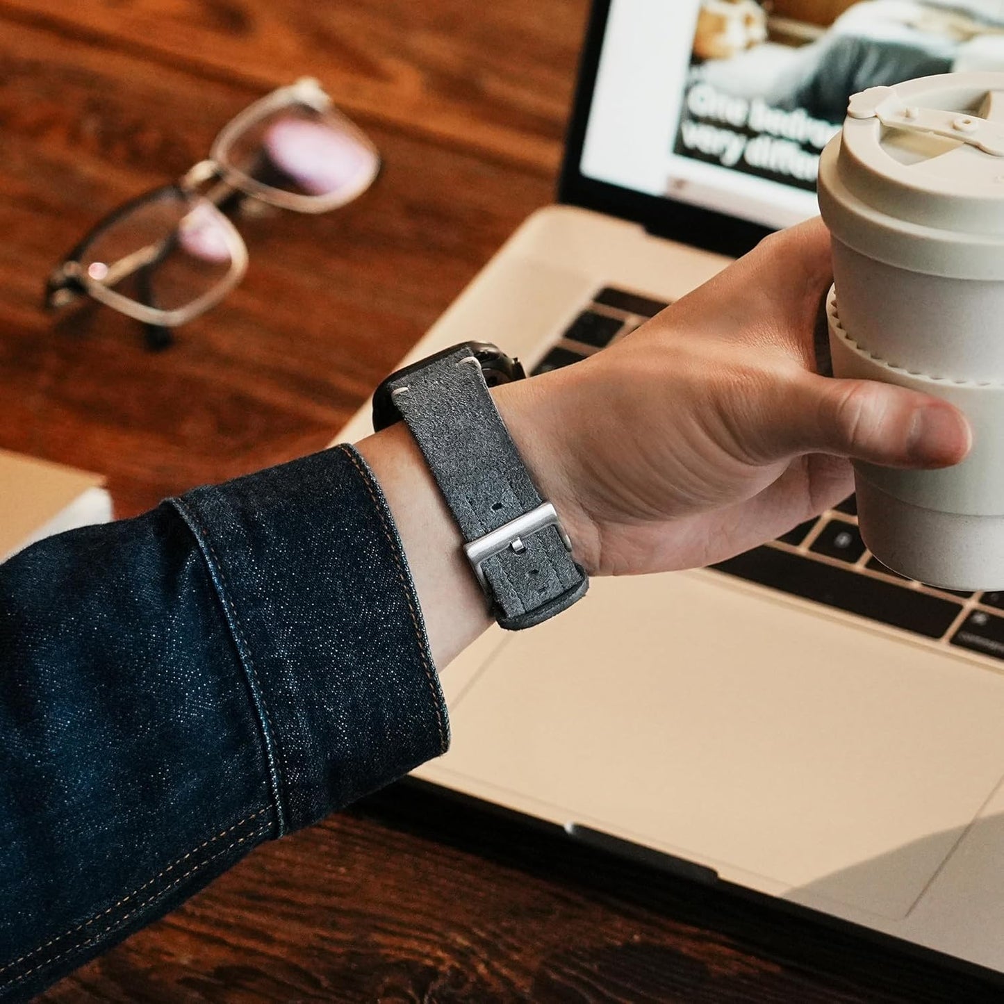 Suede Oiled Leather Watch Band Compatible with Apple Watch Ultra 2 Ultra 1 S10 S9, 49Mm, Black Ti Connector