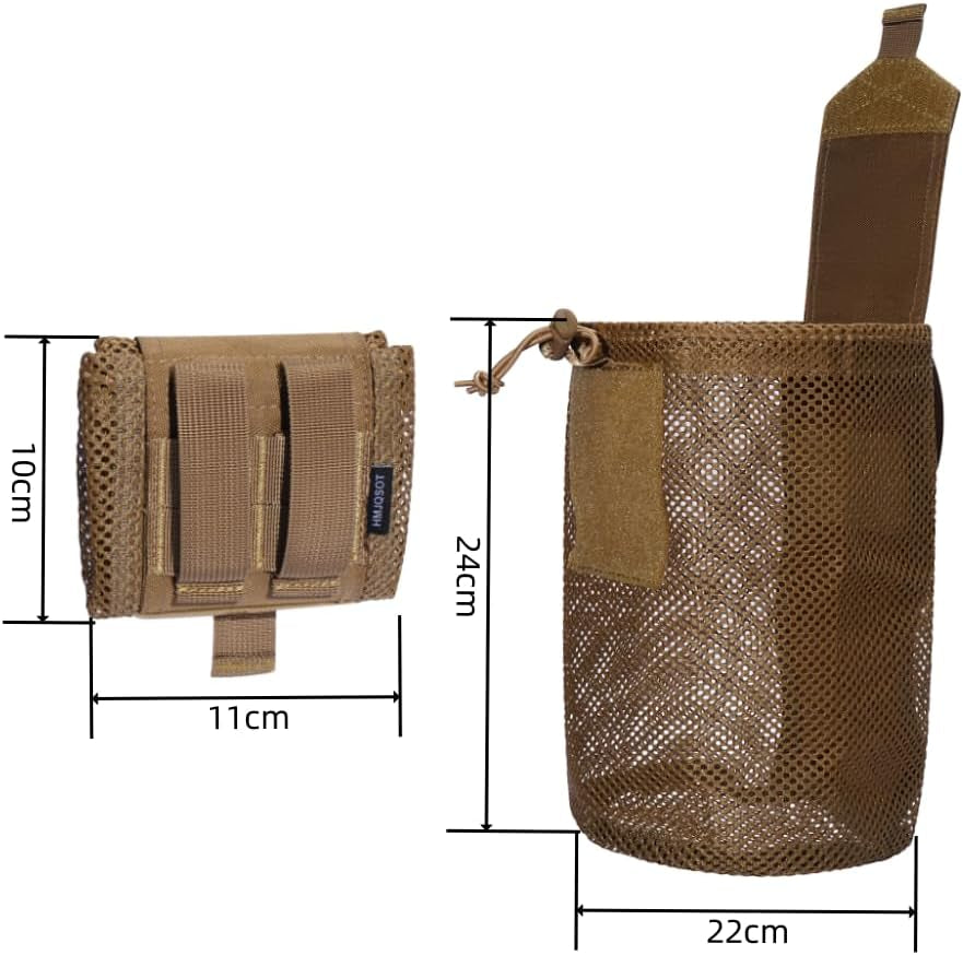 Tactical Molle Dump Pouch Drawstring Magazine Utility Pouch Folding Dump Pouch for Belt、Waist Bag，Roll up Foldable Tactical Recovery Tool Pack,Edc Drop Net Storage Bag