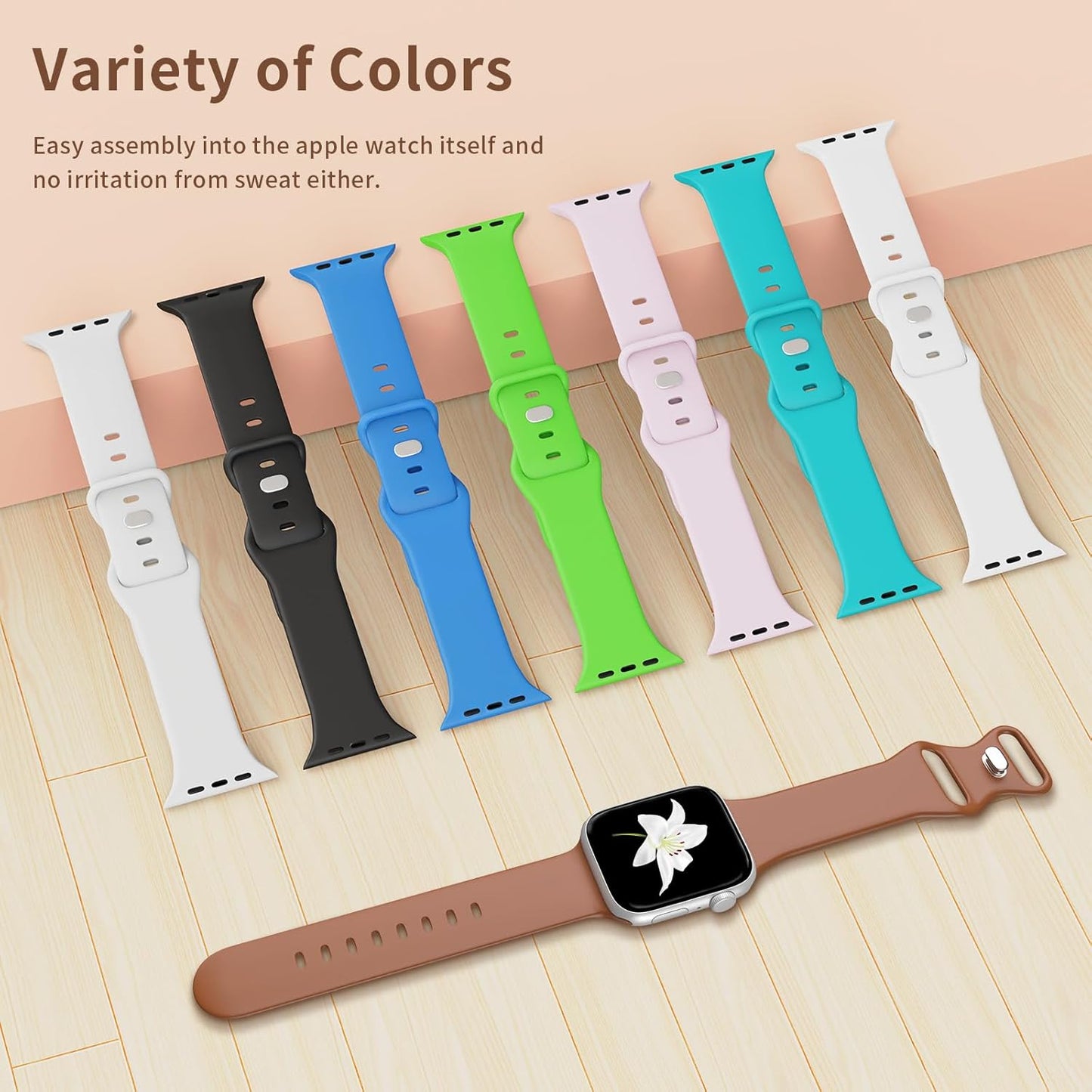 Band Compatible with Apple Watch 38Mm 40Mm 41Mm 42Mm 44Mm 45Mm 49Mm S/M L/M, Replacement Soft Silicone Sport Strap for Iwatch Series Ultra 9/8/7/6/5/4/3/2/1 SE Women Men
