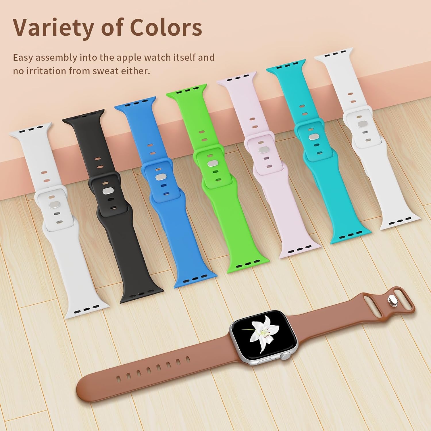 Band Compatible with Apple Watch 38Mm 40Mm 41Mm 42Mm 44Mm 45Mm 49Mm S/M L/M, Replacement Soft Silicone Sport Strap for Iwatch Series Ultra 9/8/7/6/5/4/3/2/1 SE Women Men