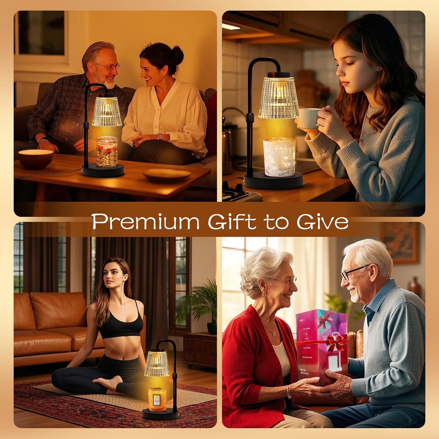 Adjustable Candle Warmer Lamp with Timer: 3 Timing Mode, 35W Safety Anti-Scalding, 4 Level Dimming Guard the Romantic Night - Wax Warmer for Scented Wax for Home Decor Gifts (Transparent)