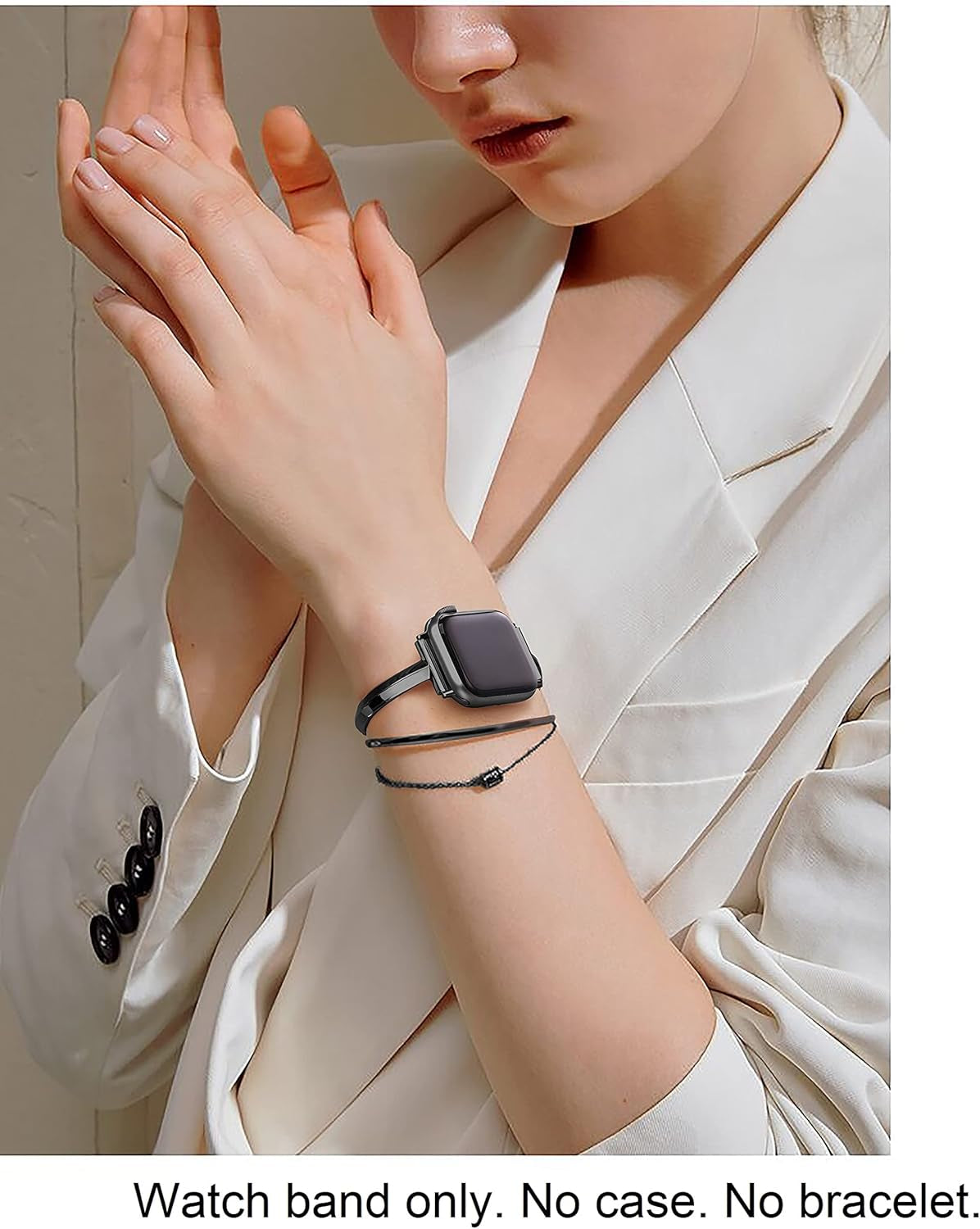 Stainless Steel Band Compatible with Apple Watch Band 38Mm 40Mm 41Mm 42Mm 44Mm 45Mm Iwatch SE Series 9 8 7 6 5 4 3 2 1, Slim Versatile Bangle Bracelet for Women
