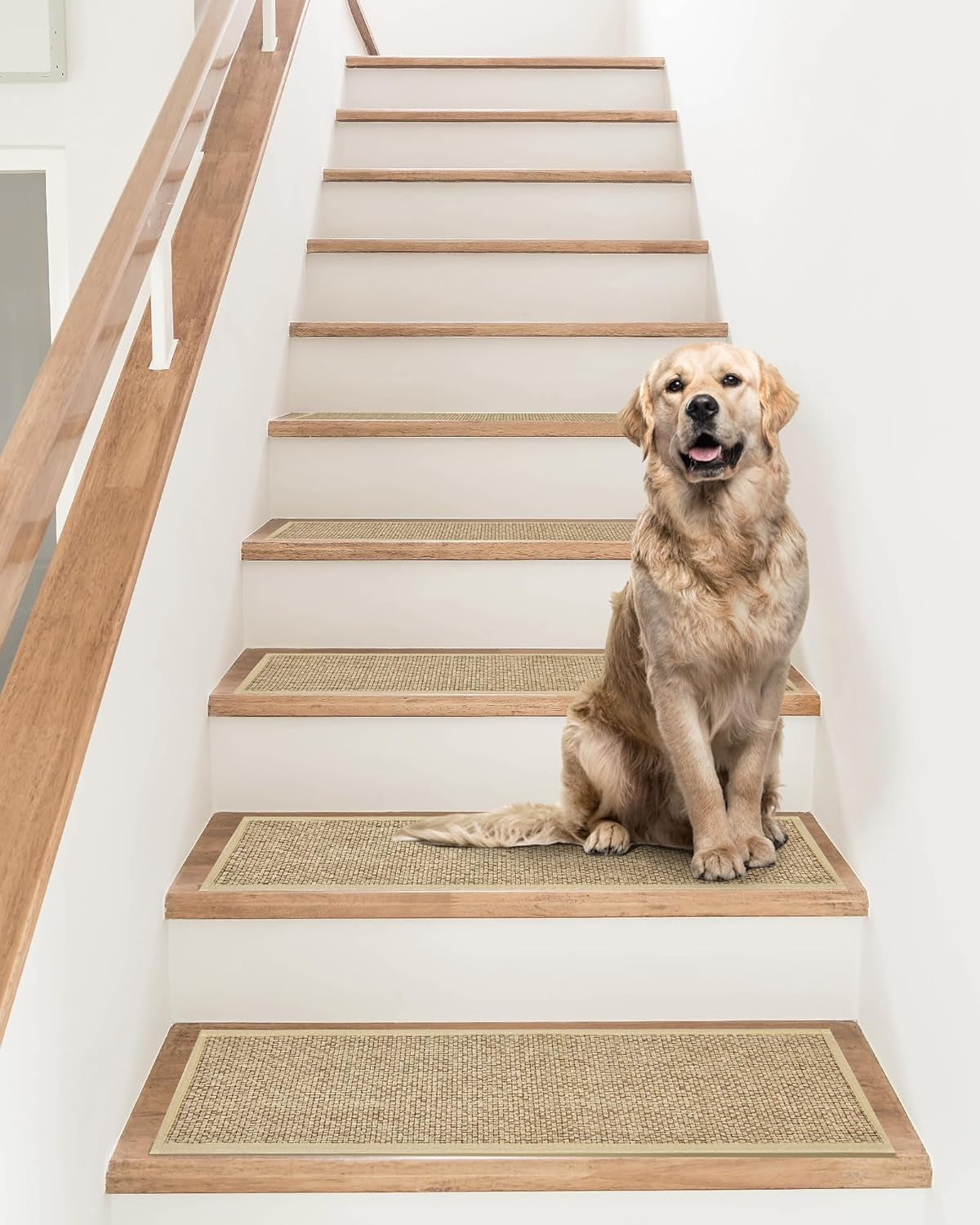 Stair Treads Non-Slip, Stair Runners for Wooden Steps, 8"X30", Stair Carpet Treads, Stair Rugs for Kids and Dogs,15Pcs, Rubber Backing Stair Covers for Wood Stairs, Stair Mats, Beige