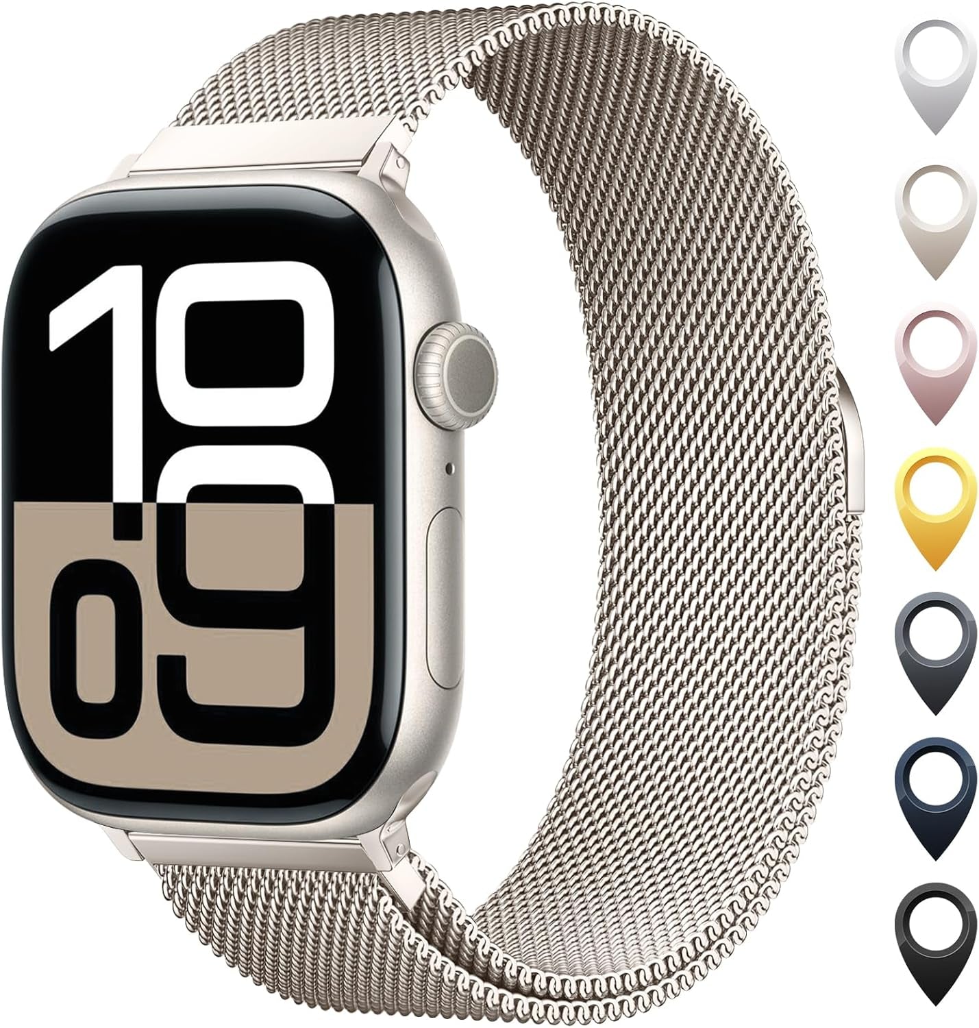 Stainless Steel Mesh Loop Compatible with Apple Watch Band 38Mm 40Mm 41Mm 42Mm 44Mm 45Mm 46Mm 49Mm Women Men, Magnetic Clasp Replacement Strap for Iwatch Series Ultra SE 10 9 8 7 6 5 4 3 2 1