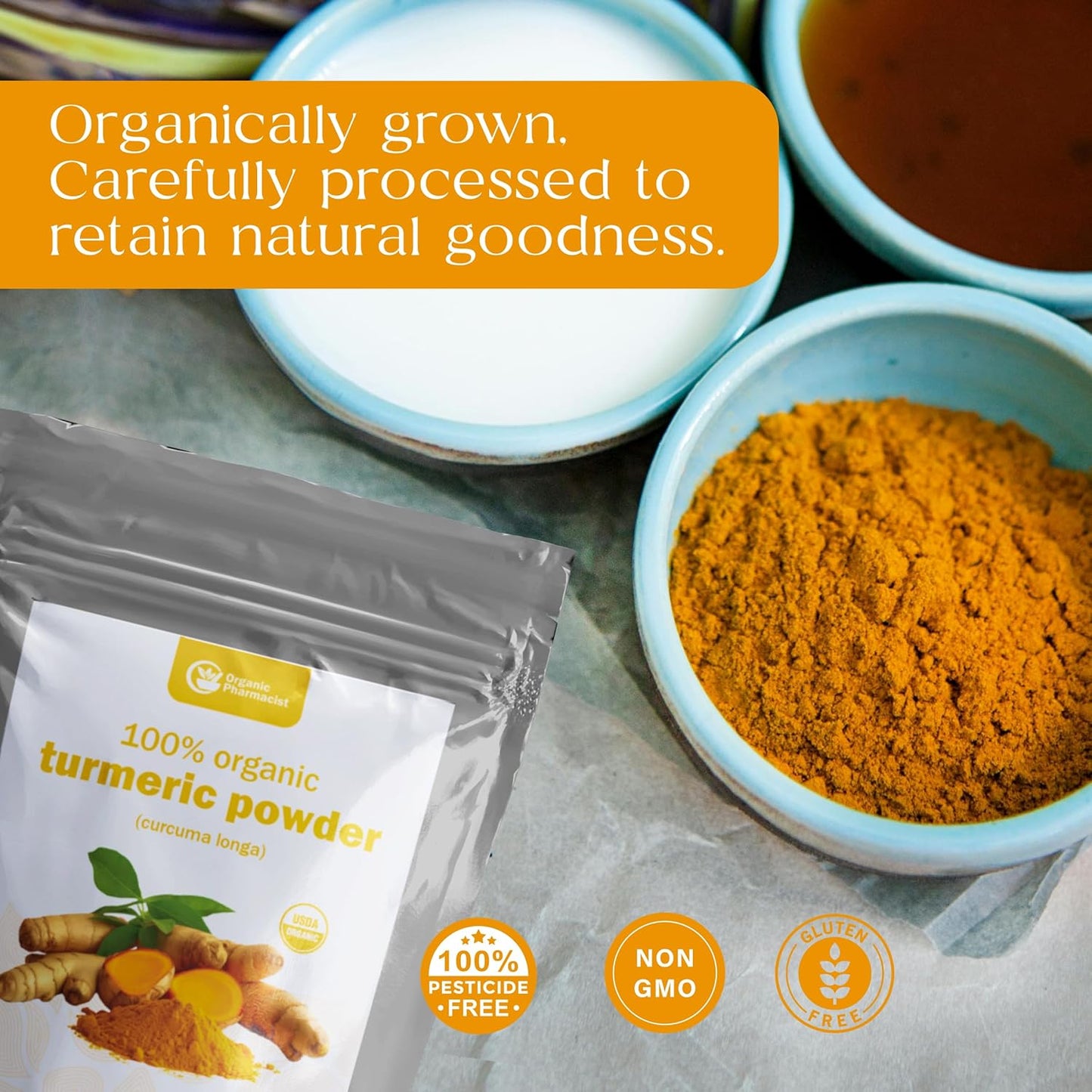 Organic Turmeric Curcumin Powder, Curcuma Longa Supplement, Turmeric Tea Powder, Curcumin Powder, Great for Teas, Spices & Smoothies, Rich in Antioxidants TLBH
