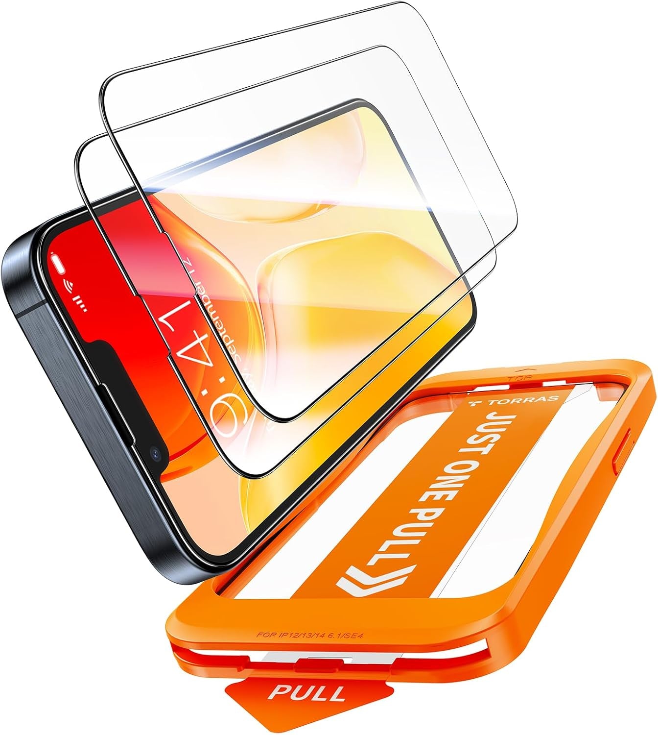 12FT Military-Grade Shatterproof for Iphone 16E Screen Protector 2025 [9H+ Durable＆ One-Pull Installation] Full Coverage Fit Tempered Glass Screen Protector 16E 6.1″ 2 Pack