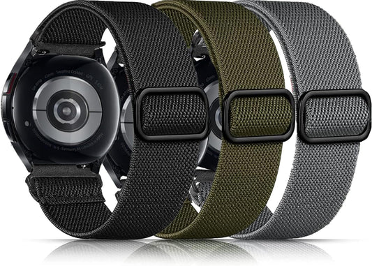 Elastic Bands for Galaxy Watch 6/4 Classic Bands 47Mm 46Mm 43Mm 42Mm/5 Pro Band 45Mm,Samsung Galaxy Watch 7/FE/6/5/4 Bands 44Mm 40Mm/Active 2, 20Mm Stretch Nylon Replacement Strap Wristband
