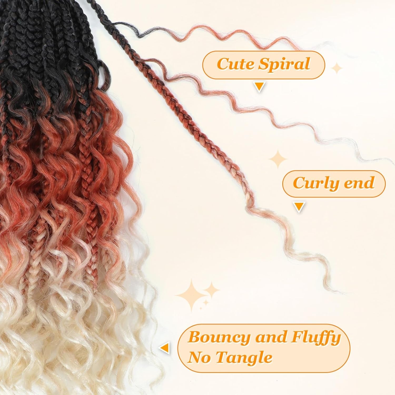 Goddess Box Braids Crochet Hair 10 Inch Boho Crochet Box Braids with Curly Ends, 9 Packs Bohomian Box Braids Crochet Hair for Black Women Pre Looped Box Braids Crochet Hair (10Inch,1B/30/613)