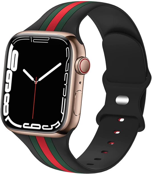 Designer Sport Bands Compatible with Apple Watch Band 38Mm 40Mm 41Mm 42Mm 44Mm 45Mm 49Mm Series 9 8 7 6 5 4 3 2 1 SE Women Men, Breathable Soft Silicone Strap Replacement Wristbands for Iwatch Bands