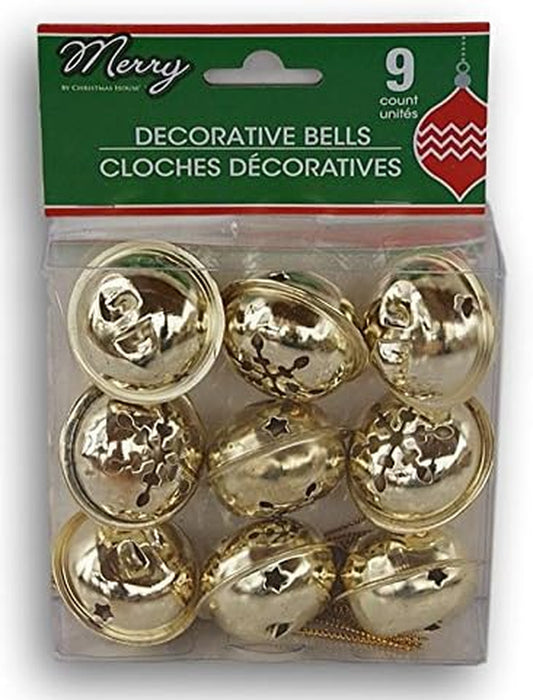 Decorative Miniature Gold Jingle Bells - 9 Count