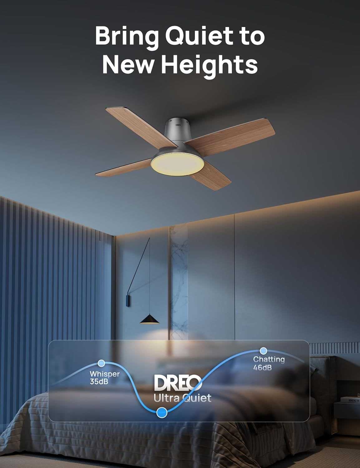 Smart Ceiling Fans with Lights and Remote, 12 Speeds & 3 Fan Modes, Quiet DC Motor, Easy to Install, Dimmable LED Ceiling Fans with App/Alexa Control, 12H Timer for Home, Indoor, Silver, 44''