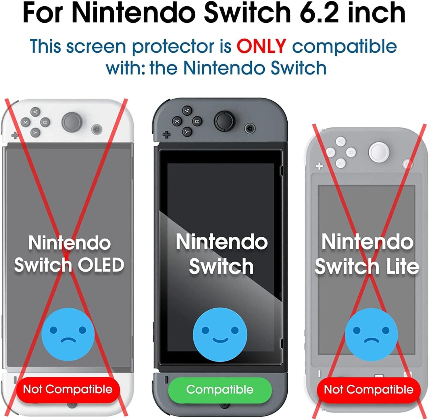 Tempered Glass Screen Protector for Nintendo Switch 6.2" 2017 (2-Pack)