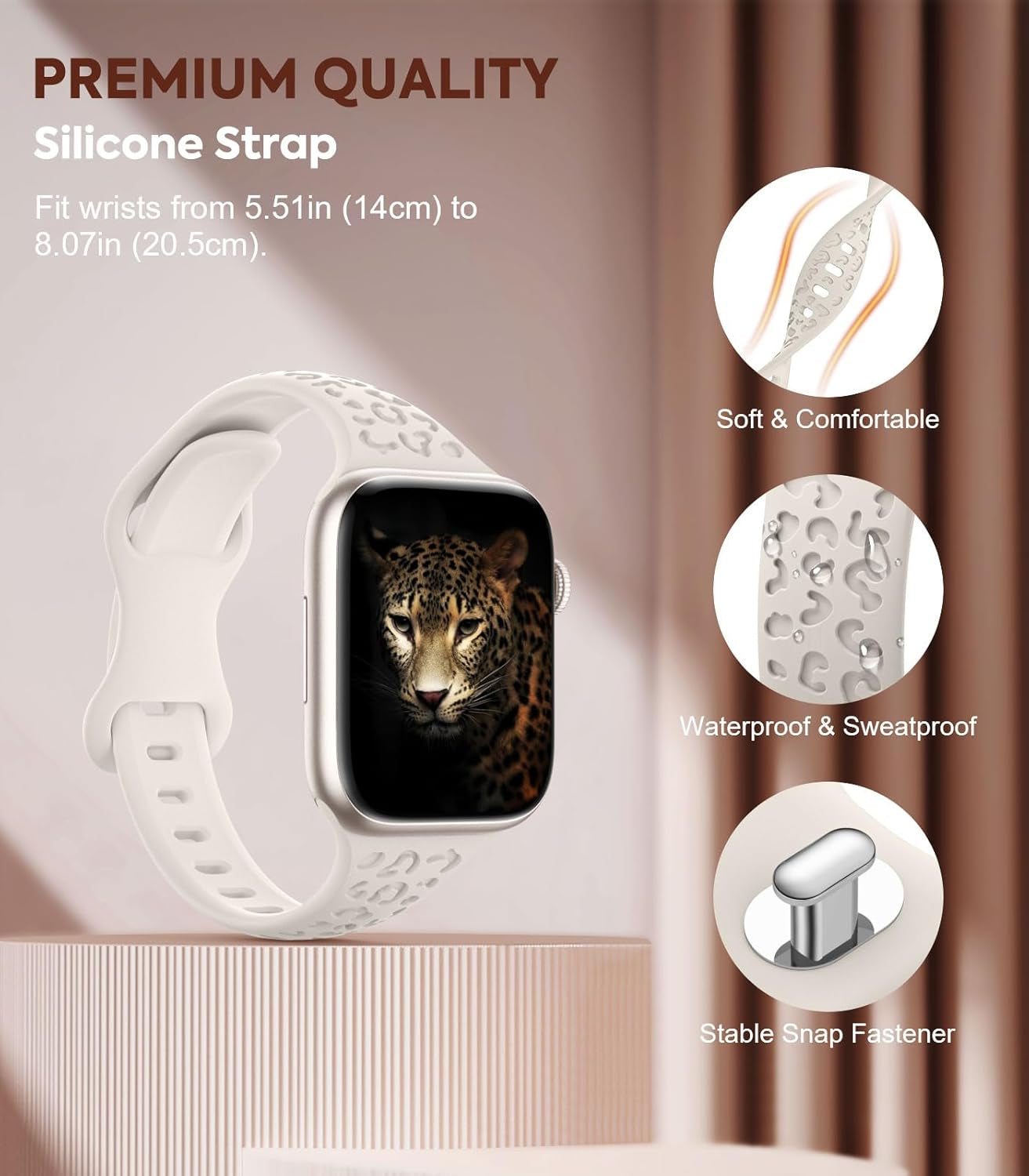 2Pack Watch Band Compatible with Apple Watch Ultra/Ultra2 49Mm/Series 10/9/8/7/6/5/4/3/2/1/SE 38/40/41/42/44/45/46Mm,Slim Leopard Engraved Silicone Strap Adjustable Wristband