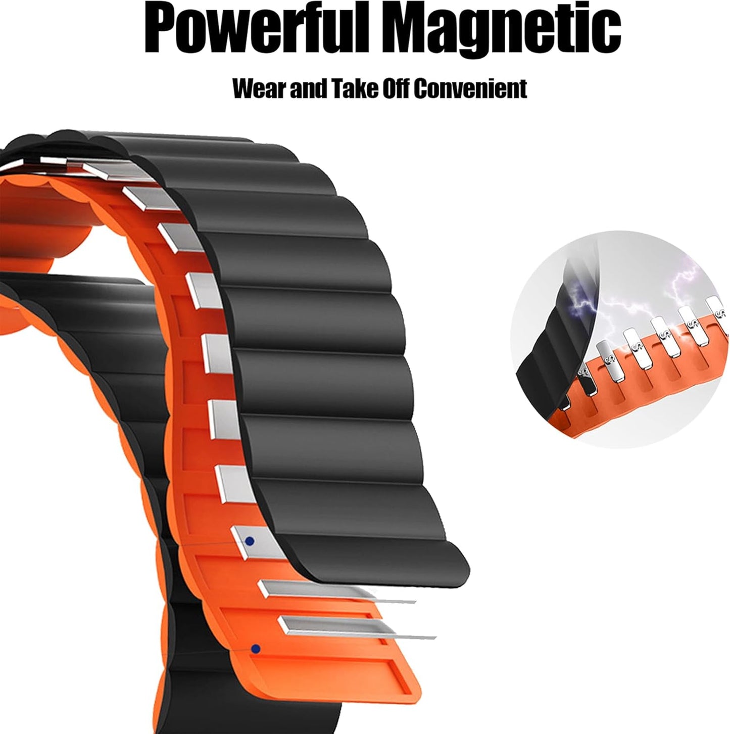Silicone Magnetic Clasp Sports Band Compatible with Watch Band 38Mm 40Mm 41Mm for Women Men Replacement Strap for Watch SE Series 8 7 6 5 4 3 - Black & Orange