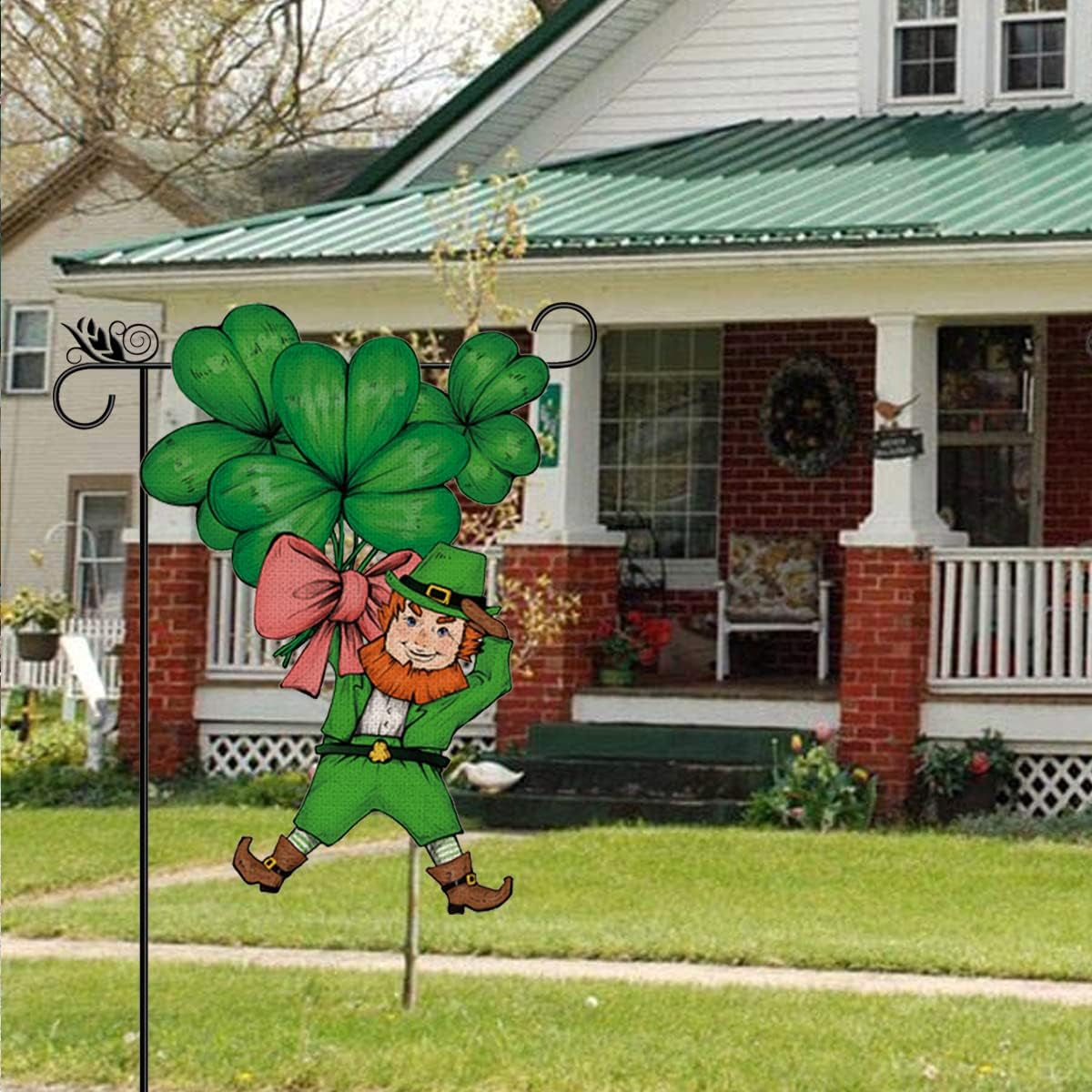St Patricks Day Garden Flag Leprechauns Shamrocks Clovers Vertical Double Sided Holiday Yard Outdoor Decor 16 X 24 Inch