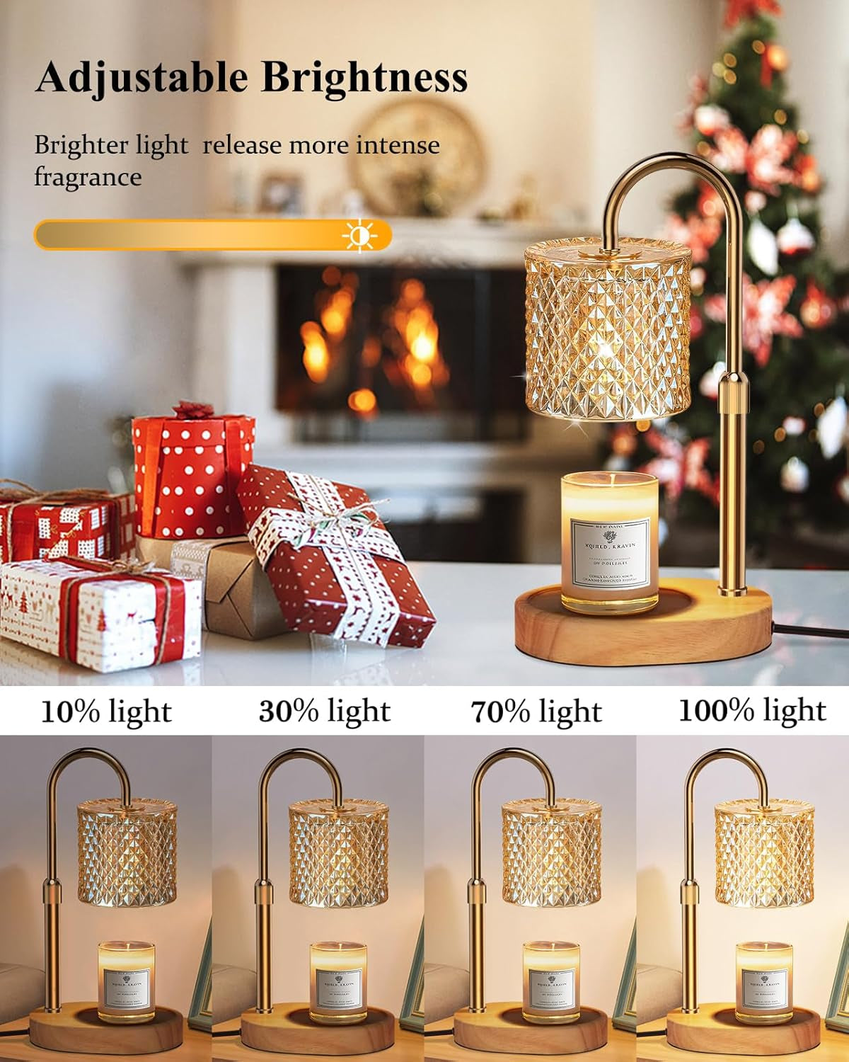 Candle Warmer Lamp with Timer Dimmer Adjustable Height, Candle Warmer with 2 Bulbs Gift for Women Mom Christmas Mother'S Day