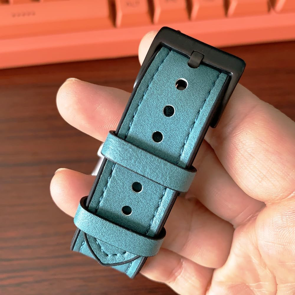 Compatible with Apple Watch Band 49Mm 45Mm 44Mm 42Mm 41Mm 40Mm 38Mm, Genuine Leather Bands Strap for Iwatch Ultra SE SE2 Series 8 7 6 5 4 3 2 1 (Blue,38Mm/40Mm/41Mm)
