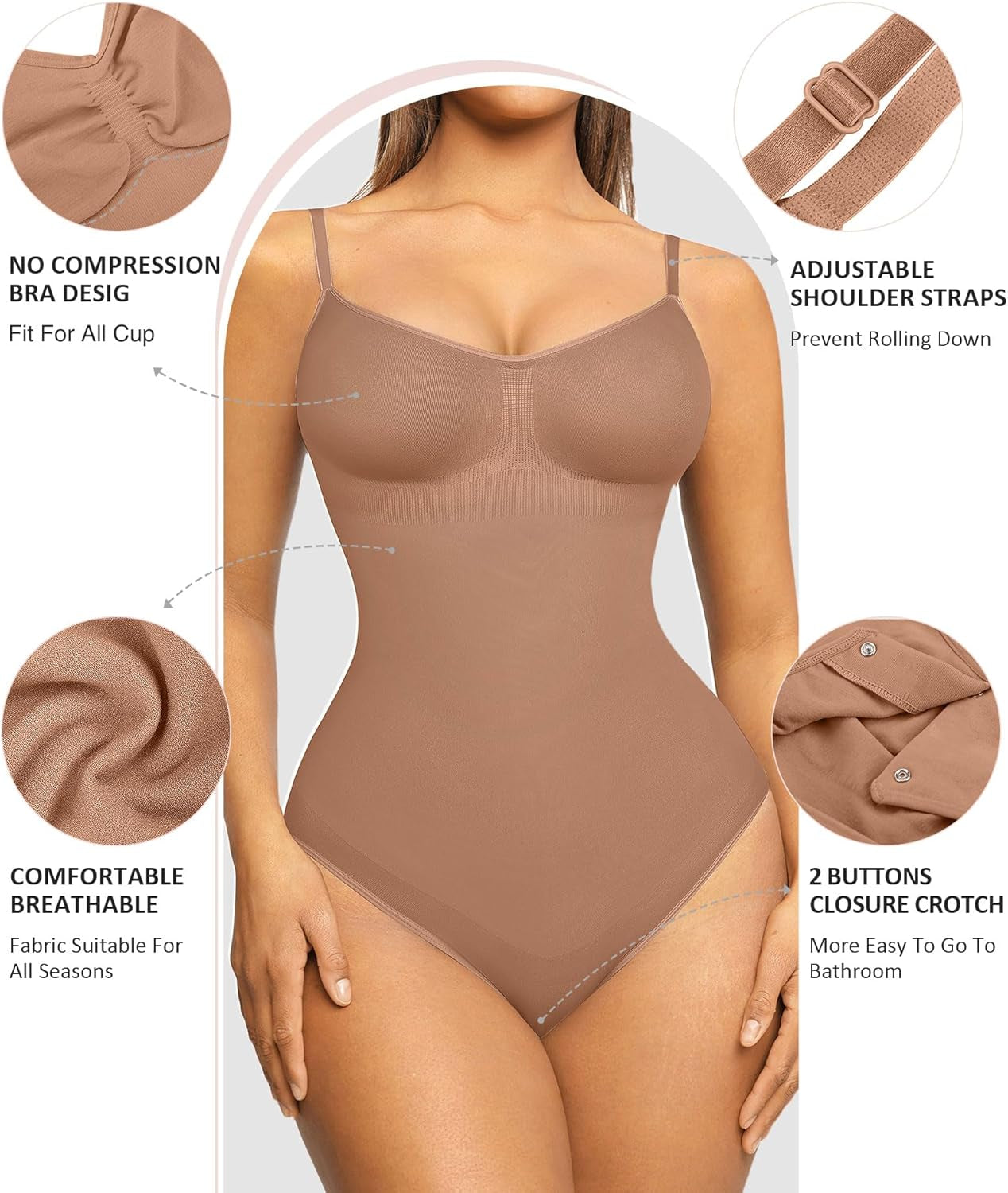 Shapewear Bodysuit Sculpting Tummy Control Body Shaper for Women Seamless plus Size Butt Lifting Shaper