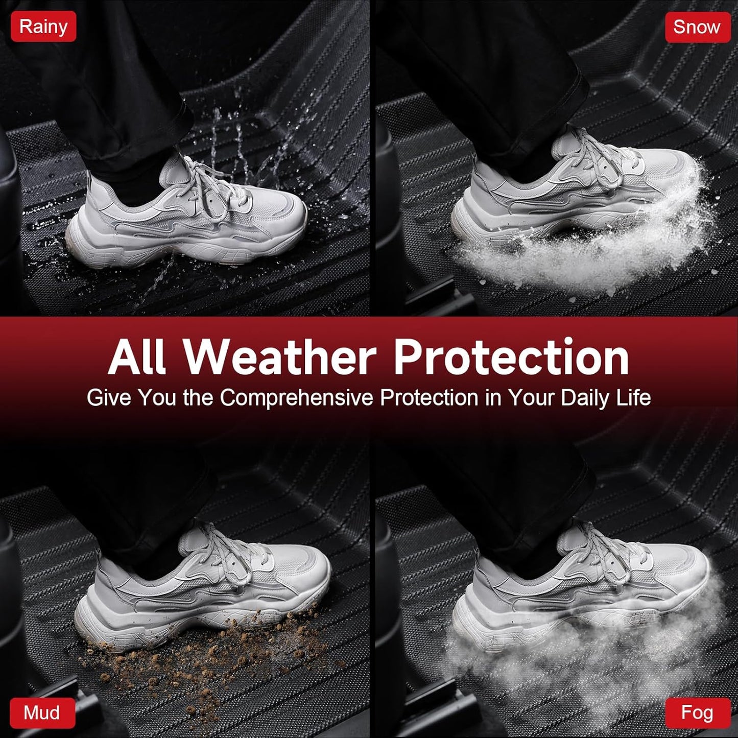 Floor Mats for Tesla Model Y 5-Seater 2020-2023 2024, All-Weather Cargo Liner Floor Mats for Tesla Model Y Accessories, Custom Fit Waterproof Anti-Slip Front Rear Cargo Liner Mat Full Set