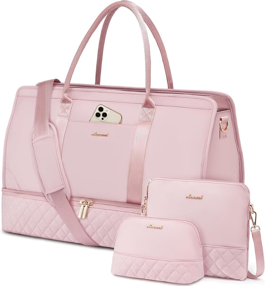 Weekender Bags for Women Travel Duffle Bag with Shoe Compartment, Carry on Overnight Bag Set