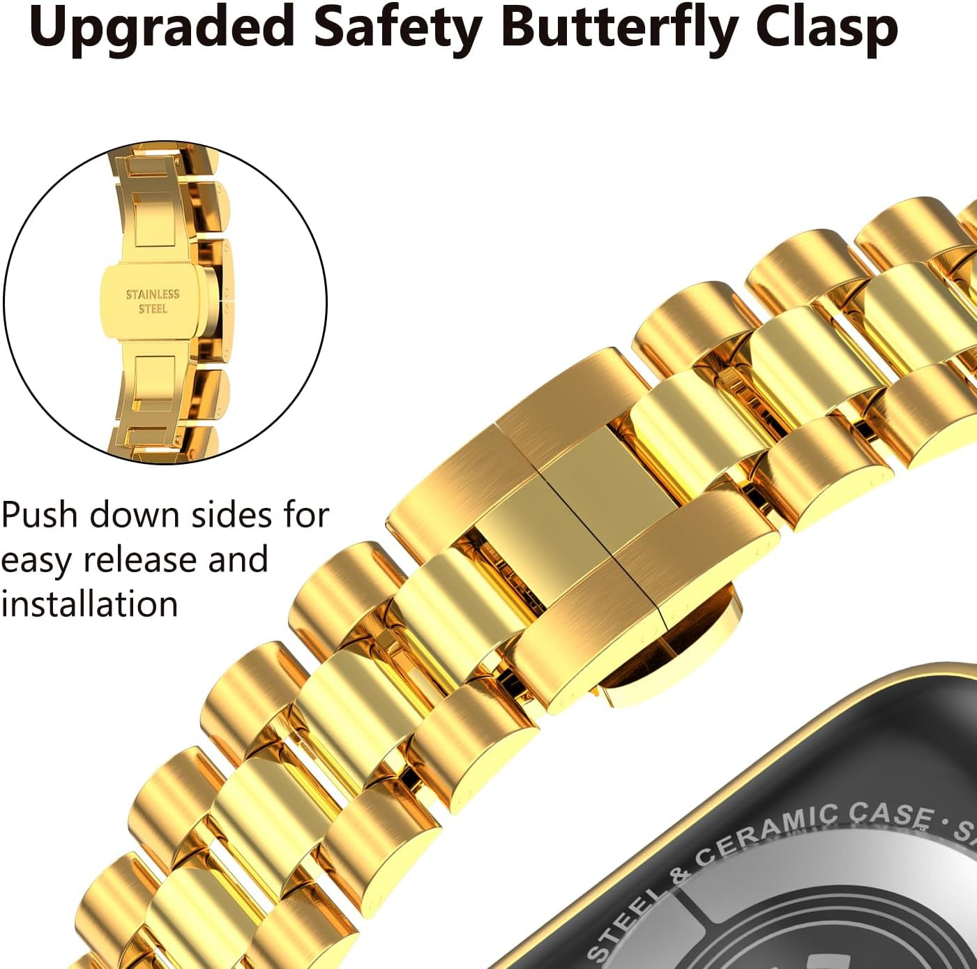 Compatible with Apple Watch Band 38Mm 40Mm 41Mm Women Men, Metal for Iwatch Band Series 9/8/7/6/5/4/3/2/1/SE