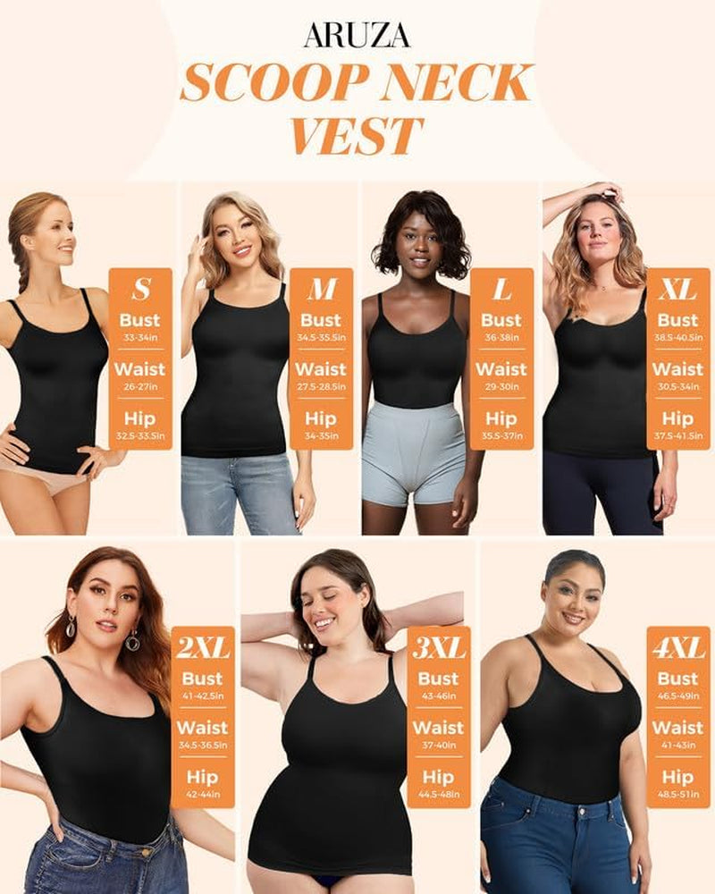 Women'S Shapewear Tummy Control Scoop Neck Camisole Tops for Women Seamless Compression Tank Top Regular and plus Size