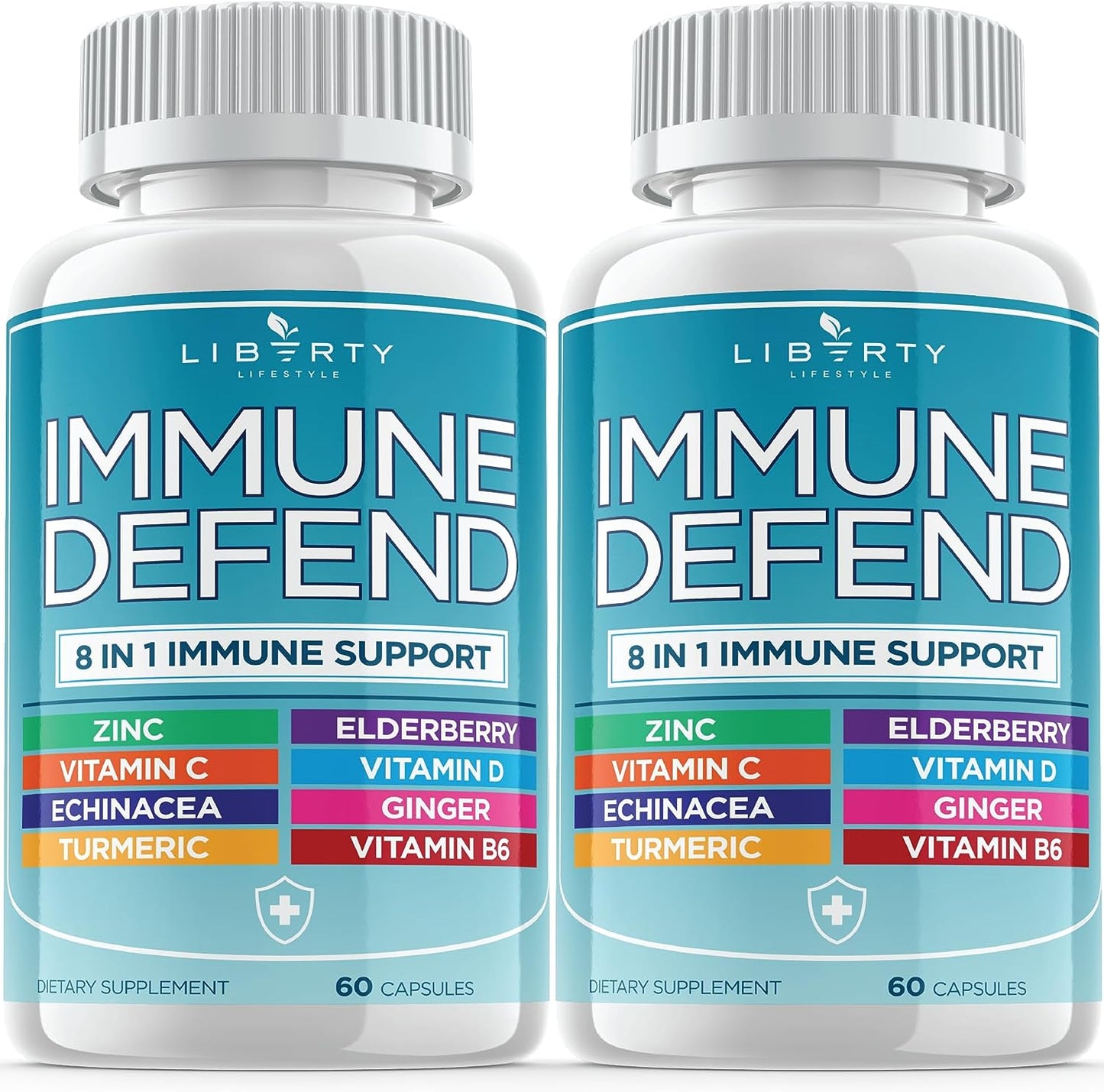 8 in 1 Immune Defense Support, Immunity Capsules Supplement with Echinacea Zinc 50Mg, Vitamin C, D3 5000 IU, Turmeric Curcumin & Ginger, Echinacea - for Kids Adults (1 Pack) TLBH