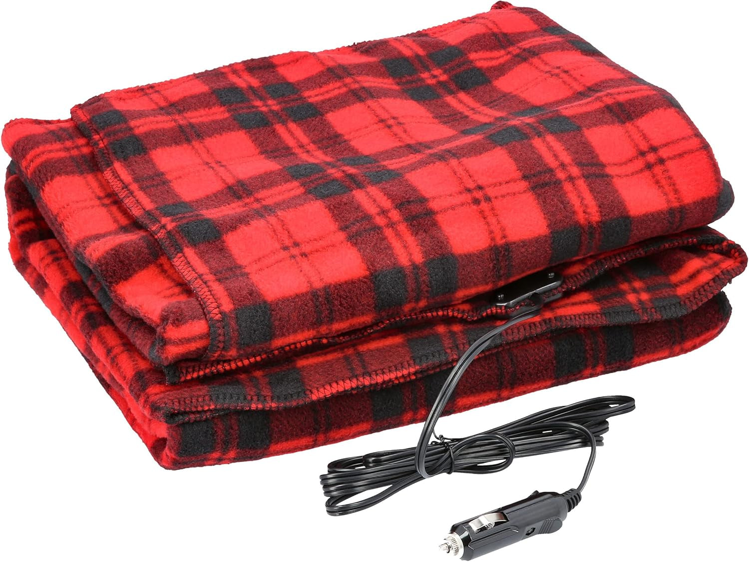 Heated Car Blanket - 12-Volt Electric Blanket for Car, Truck, SUV, or RV - Portable Heated Throw - Camping Essentials by  (Black Plaid) TRUCK DRIVER