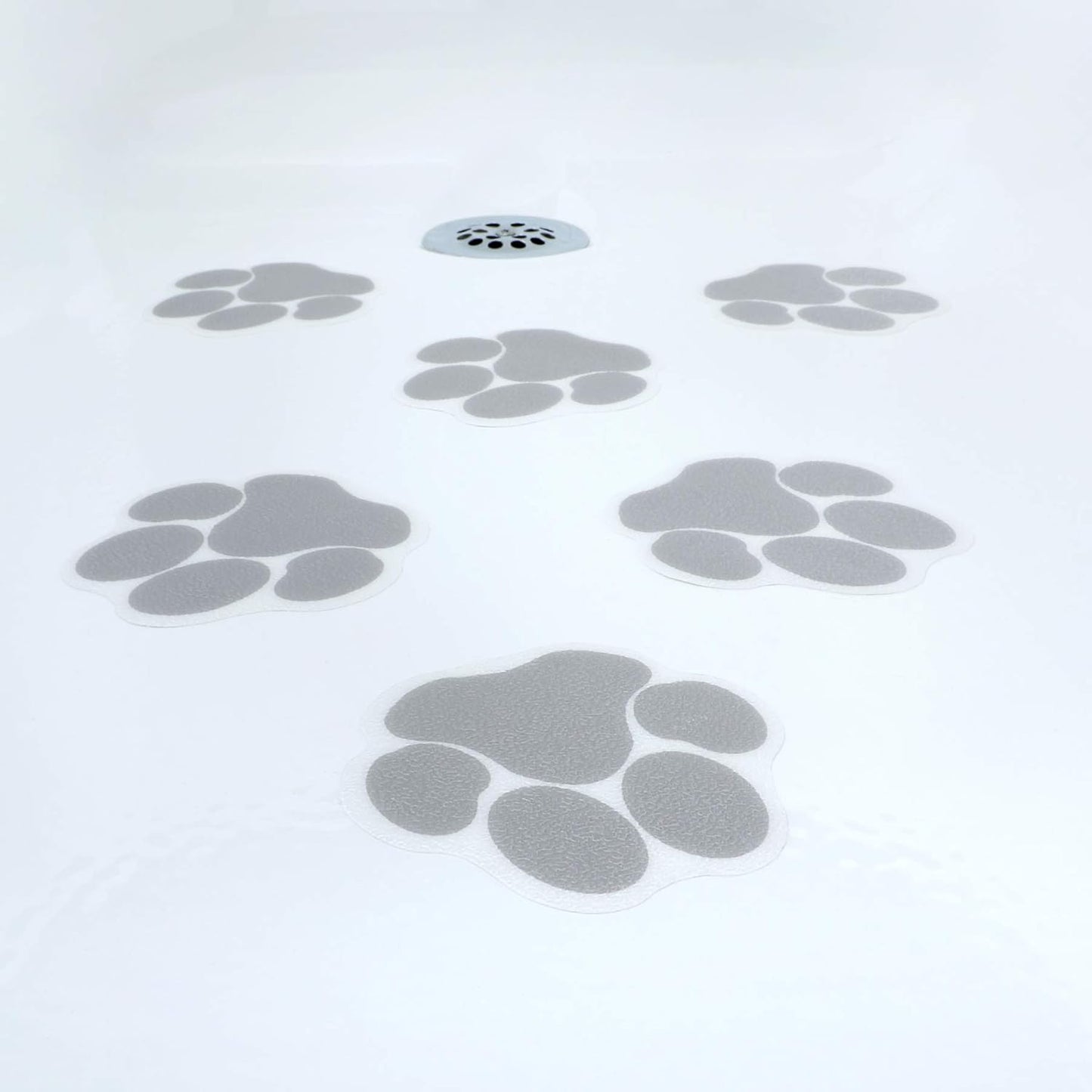 Adhesive Paw Print Bath Treads Add Non-Slip Traction to Tubs, Showers, Pools, Boats, Stairs & More (6 Pieces, Reliable Grip, Tan)