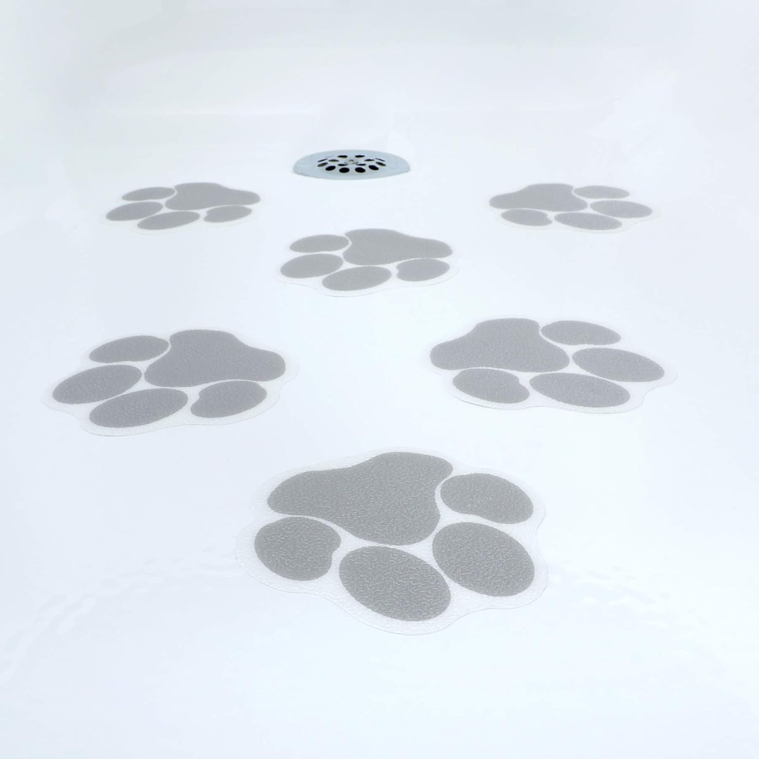 Adhesive Paw Print Bath Treads Add Non-Slip Traction to Tubs, Showers, Pools, Boats, Stairs & More (6 Pieces, Reliable Grip, Tan)