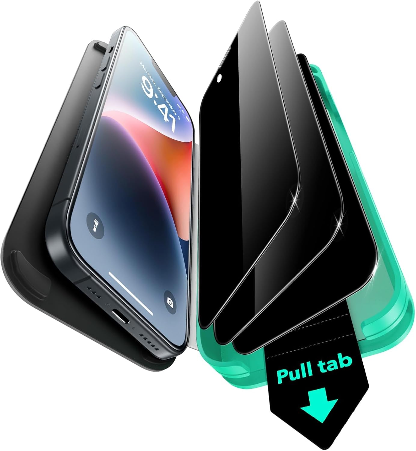 3 Pack 9H+ Glass for Iphone 16E/Iphone SE 4/Iphone 14/Iphone 13/Iphone 13 Pro Privacy Screen Protector, [Military Grade Shatterproof & Longest Durable] Armorite Tempered Glass with Ultrafit Tray