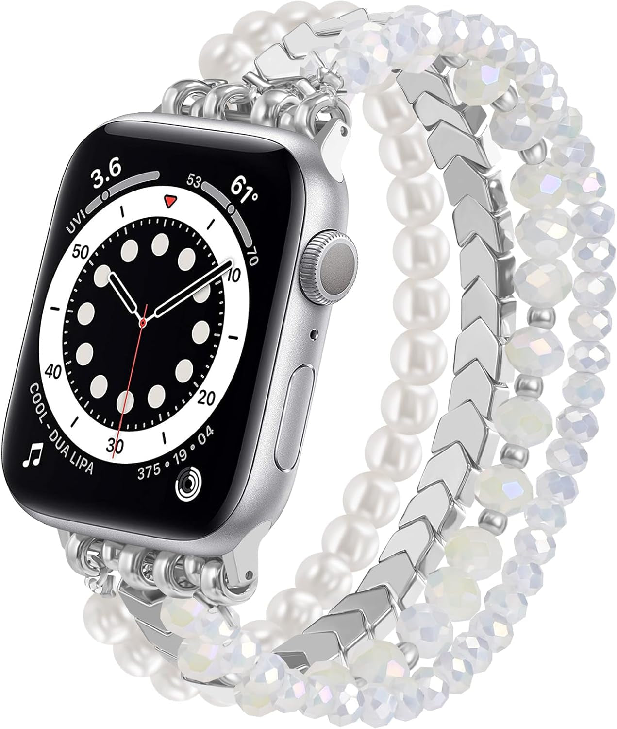 Beaded Bracelet Compatible with Apple Watch Band 38Mm/40Mm/41Mm/42Mm（Series 10） 9/8/7/SE/6/5/4/3/2/1 Women Fashion Handmade Elastic Stretch Strap for Iwatch Bands Replacement
