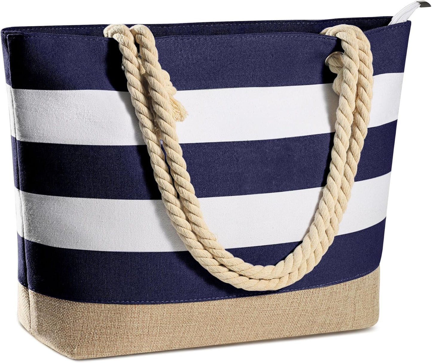 Initial Canvas Waterproof Beach Tote Bag Zipper Personalized Gifts for Women Her Birthday Travel Beach Essential