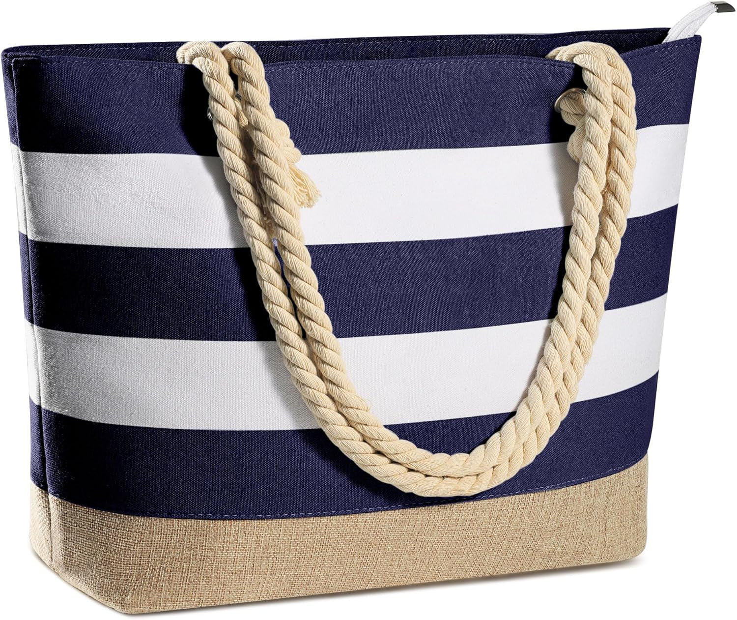 Initial Canvas Waterproof Beach Tote Bag Zipper Personalized Gifts for Women Her Birthday Travel Beach Essential