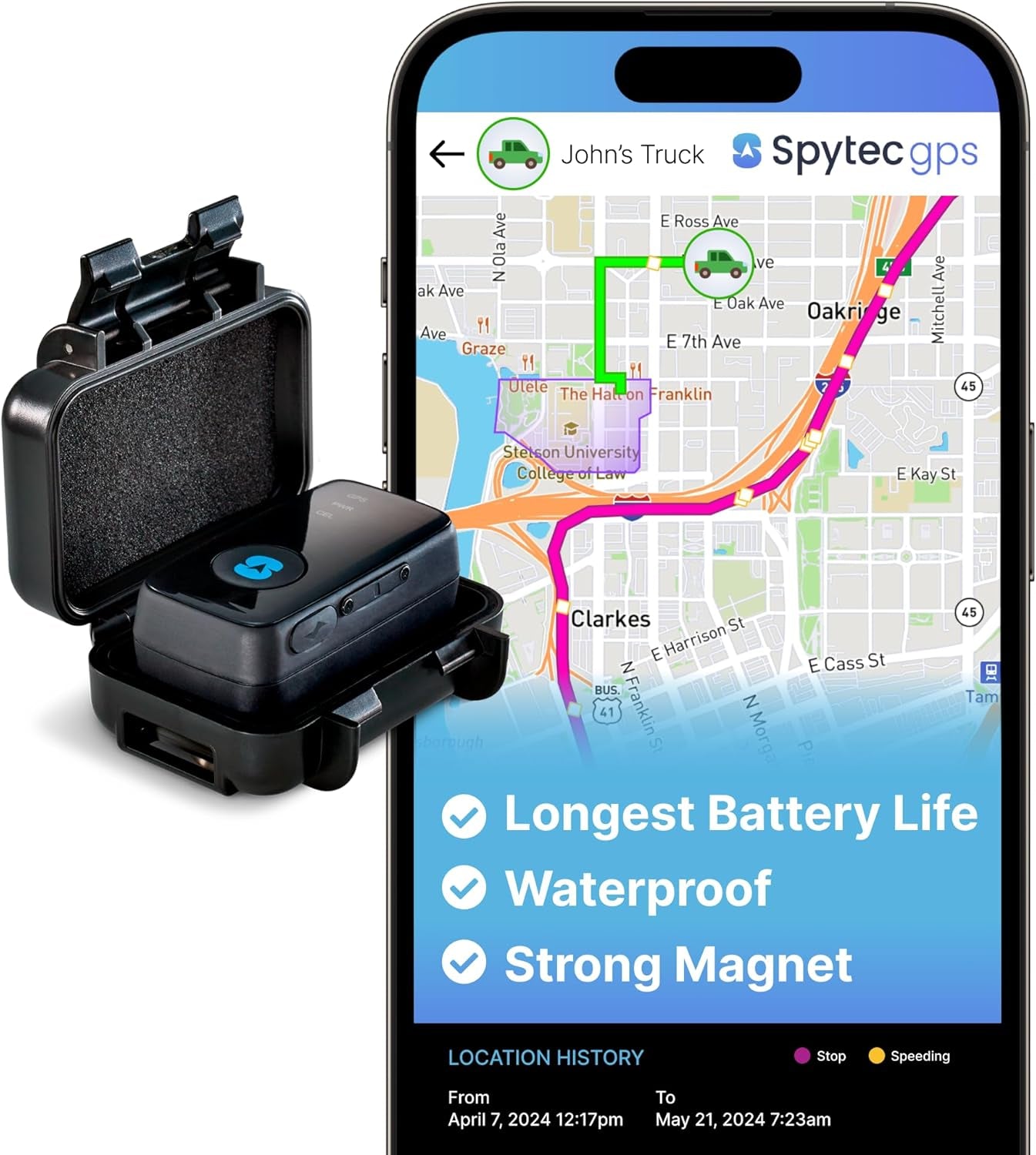 Spytec GPS Mini GPS Smart Tracker for Vehicles, Cars, Trucks, Loved Ones, GPS Tracker Device for Kids & Weatherproof Magnetic Case, Unlimited Updates, Real-Time GPS Tracking, USA Made Tech TRUCK DRIVER