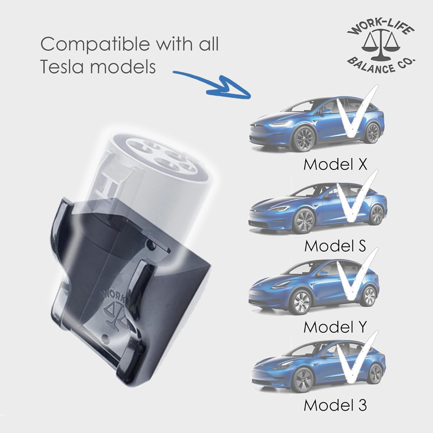 Trunk Mount for Tesla J1772 Charging Adapter, Accessory for Model 3/Y/S/X, Install in Trunk with Grip Tape, Trunk Organizer, No Drilling, Easy in and Out Support