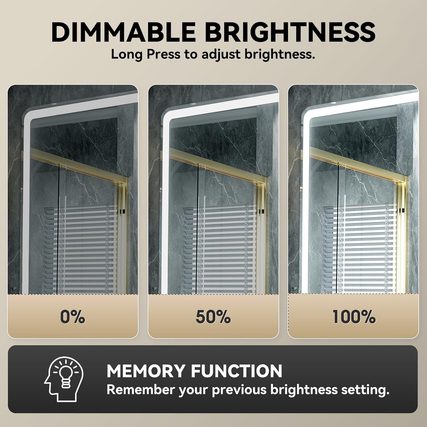 LED Bathroom Mirror with Lights, 24"X32" Frameless Wall Vanity Mirror with Front and Backlit, Stepless Dimmable, Anti-Fog, Waterproof, Memory Smart Mirror for Bathroom