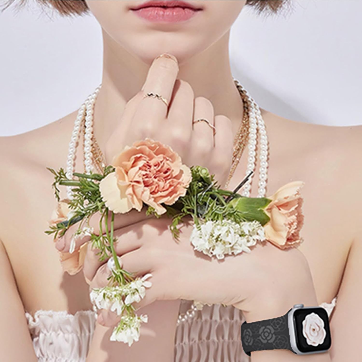 Floral Bands for Apple Watch 42Mm 44Mm 45Mm 49Mm Women, Soft Silicone Sport Straps with Cute Flower Patterns Compatible with Iwatch Bands Series Ultra SE 9 8 7 6 5 4 3 2 1