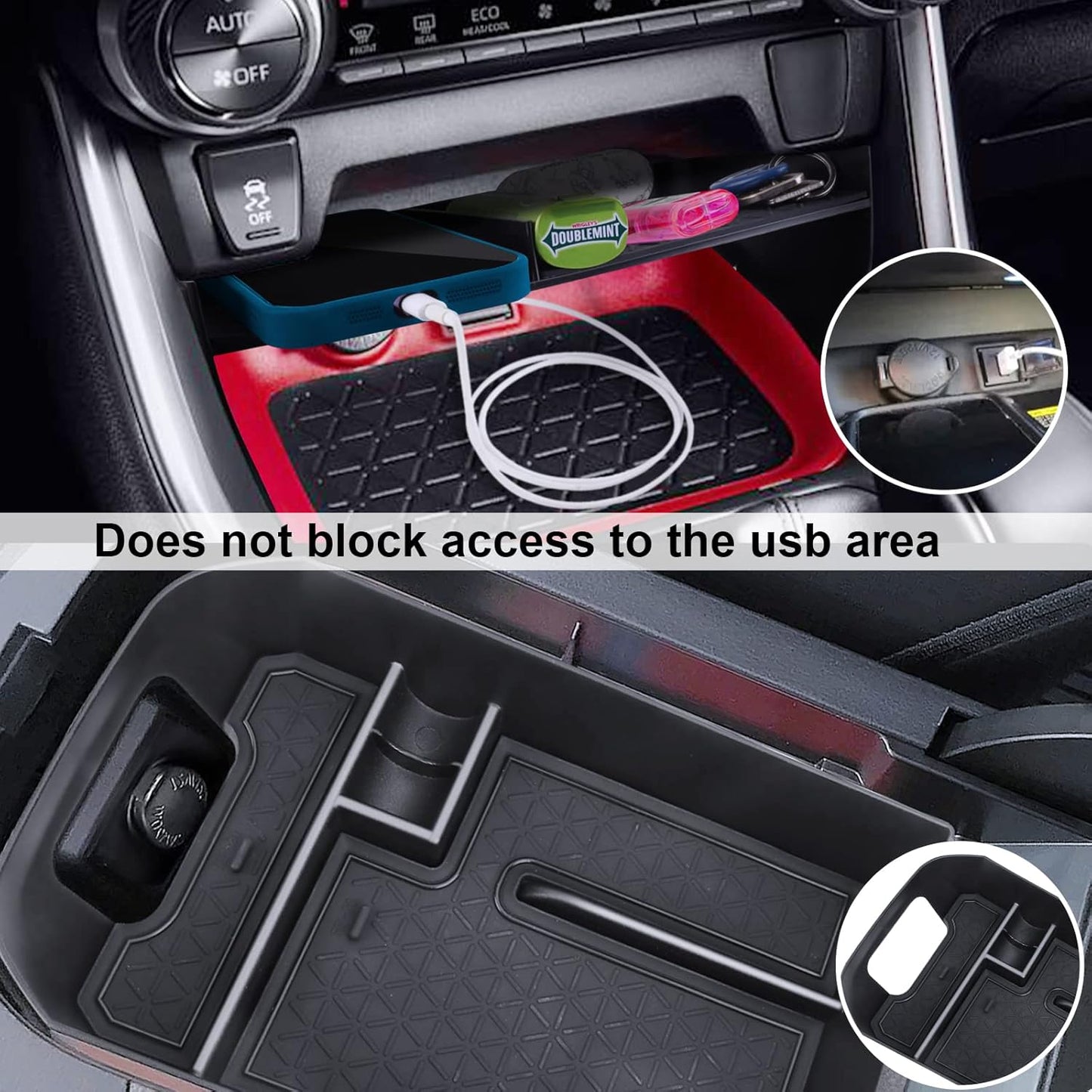 Upgraded Center Console Organizer Compatible with Toyota RAV4 2025 2024 2023 2022 2021 2020 2019 Interior Accessories, Gear Shift Storage Tray Secondary Box Insert Divider - 2Pcs