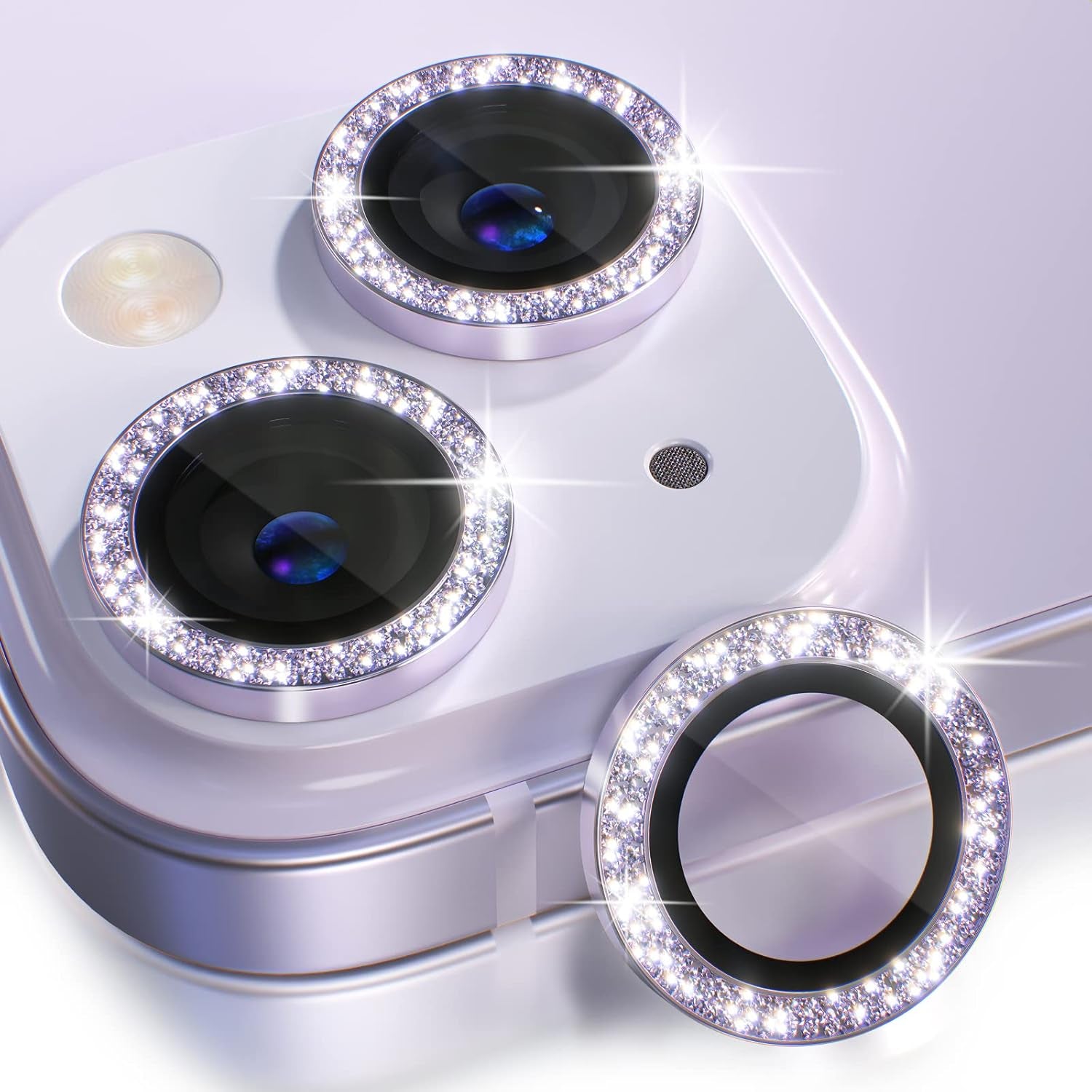 Compatible for Iphone 16 /Iphone 16 plus Camera Lens Protector Bling, 9H Tempered Glass Camera Cover Screen Protector Metal Ring Decoration Accessories(Glitter-Pink)